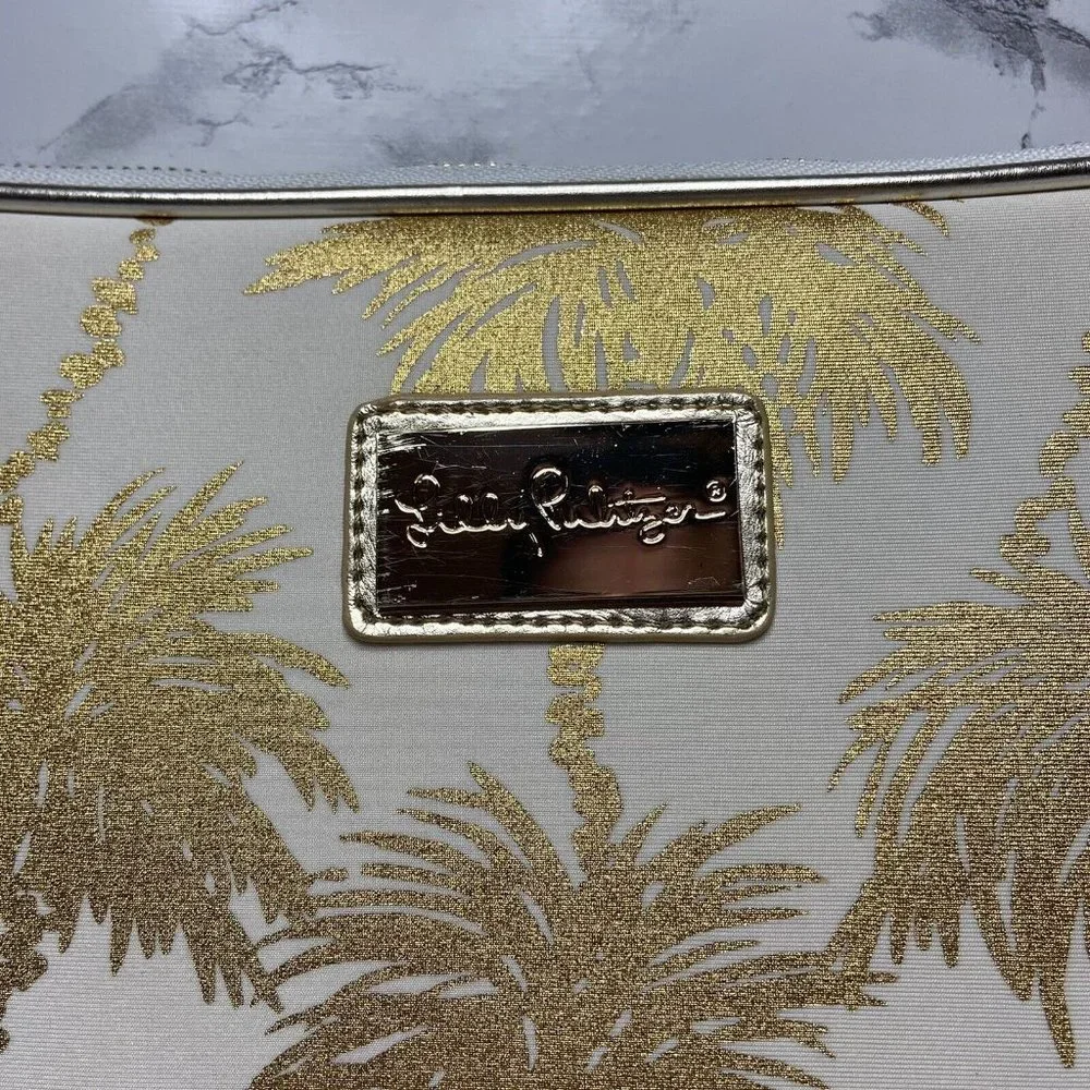 Lilly Pulitzer Gold Palm Tree Print Laptop Sleeve on Cream